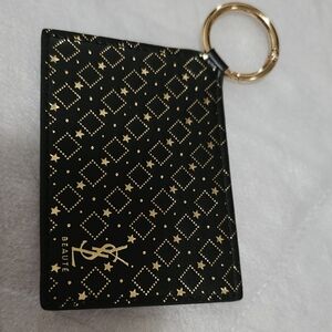 Yves Saint Laurent Mini Mirror Key Ring Star Pattern Black Novelty